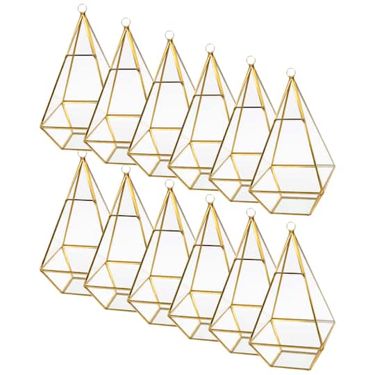 Ashland; 12 Pack: 9.5" Gold Triangle Glass Terrarium by Ashland™; Category:Vases & Containers; Image:1